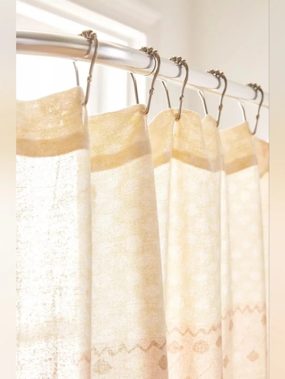 Beige Patterned Shower Curtain - Unbranded